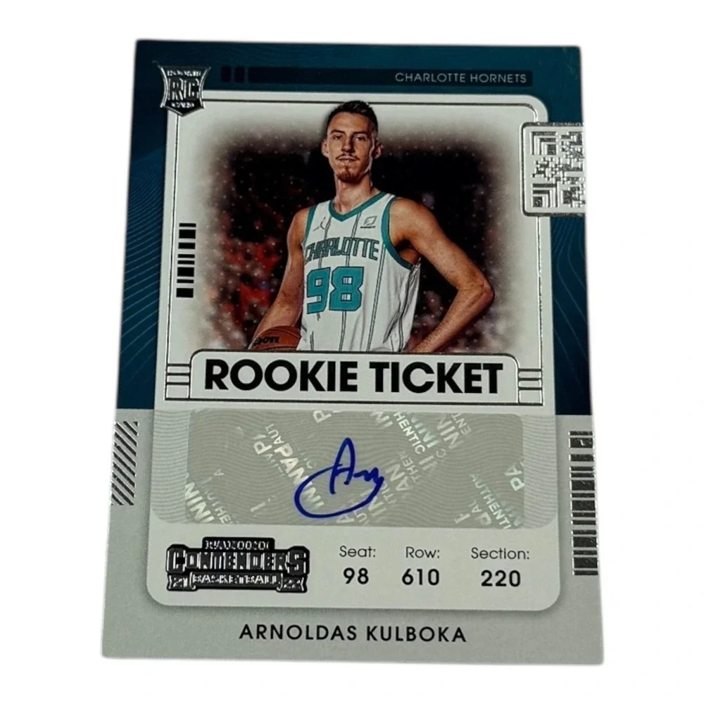2021 Panini Contenders Arnoldas Kulboka Rookie Ticket Autograph Charlotte Hornet - Picture 1 of 3